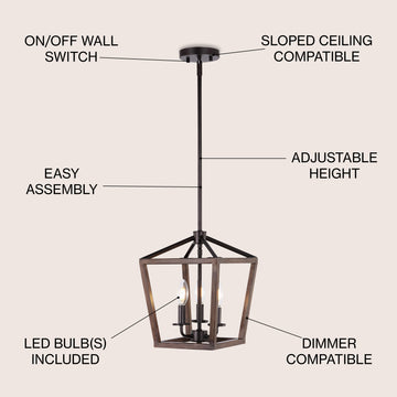 Oria 10" Iron Farmhouse Industrial Lantern LED Pendant